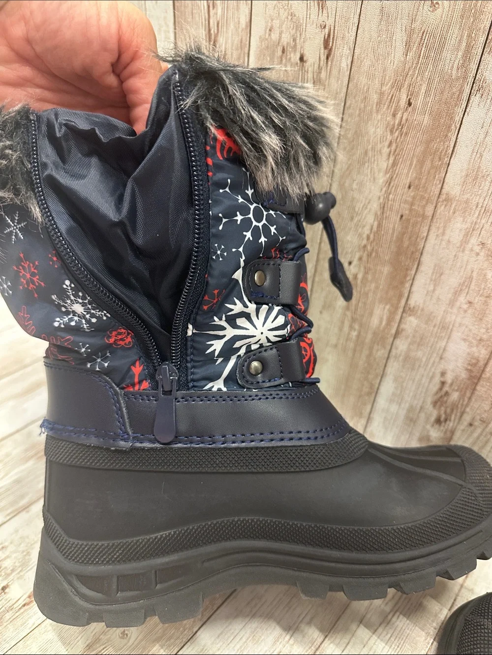 Kids Navy Snow Boots size 1 Dreampairs